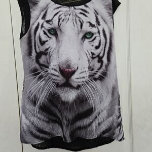 White Tiger Graphic Sleeveless Top